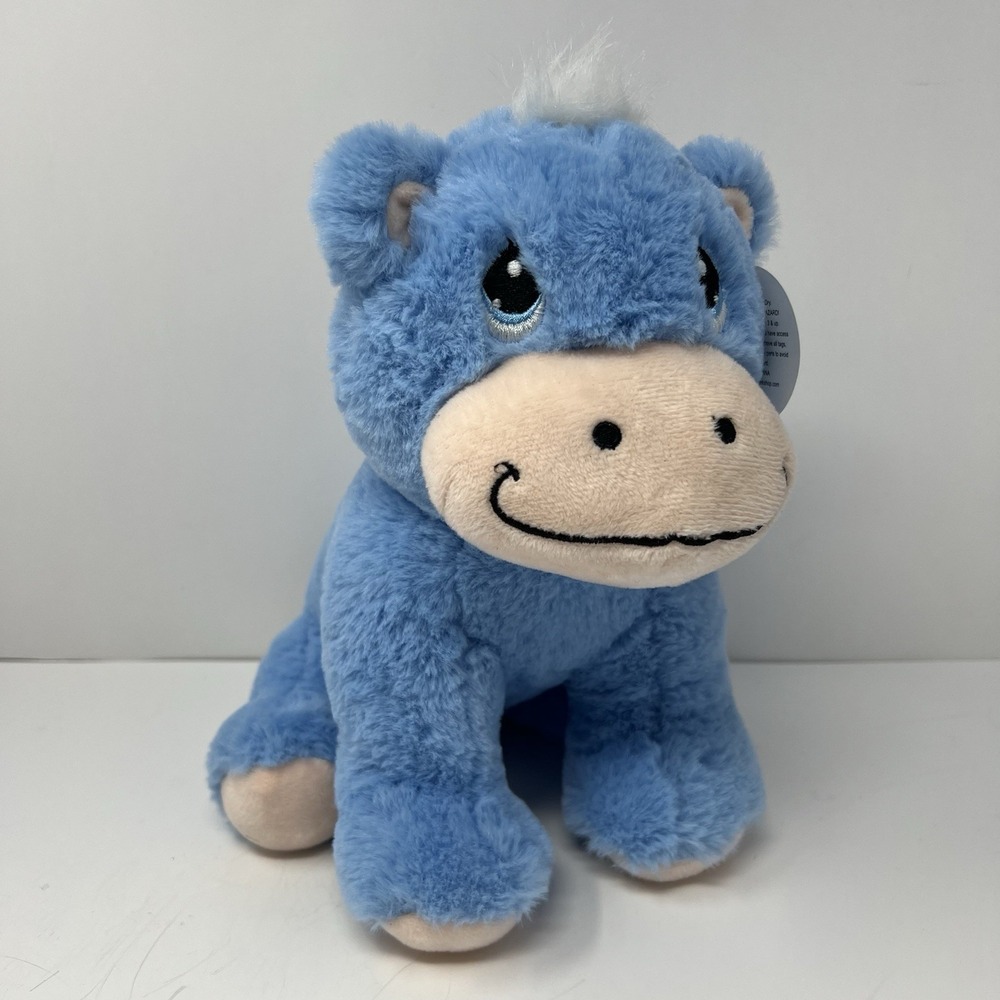 Noah's Ark Blue Hippopotamus Plush Stuffed Animal 11"‎ Soft Toy w/ Pouch Pocket